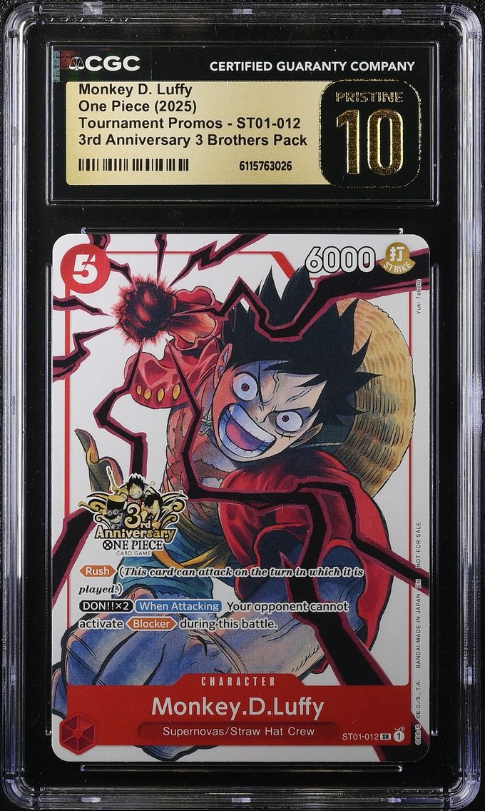 2025 #ST01-012 Monkey D. Luffy CGC 10 Pristine Tournament Promos - English