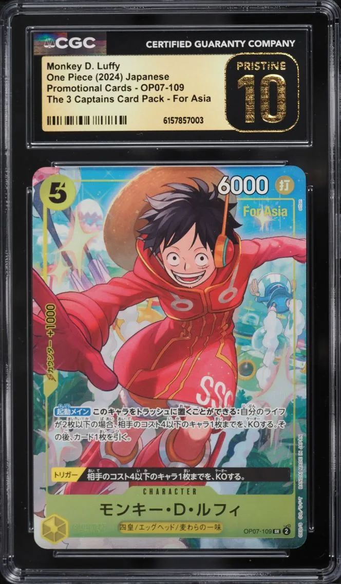 2024 #OP07-109 Monkey D. Luffy CGC 10 One Piece Japanese Promo Three Captains Asia SR