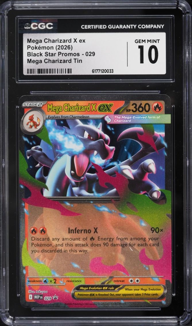 2026 Pokemon Mega Evolution Promo Tin Mega Charizard X Ex #29 CGC 10 GEM MINT