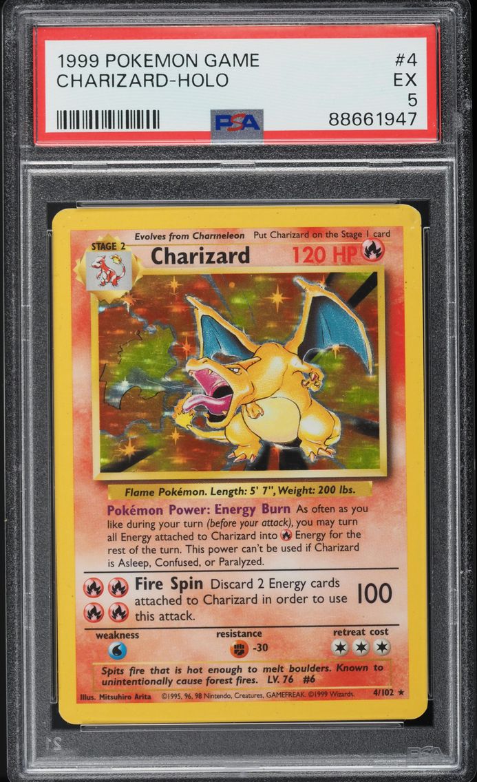 1999 #4 BASE SET HOLO CHARIZARD PSA 5 POKEMON