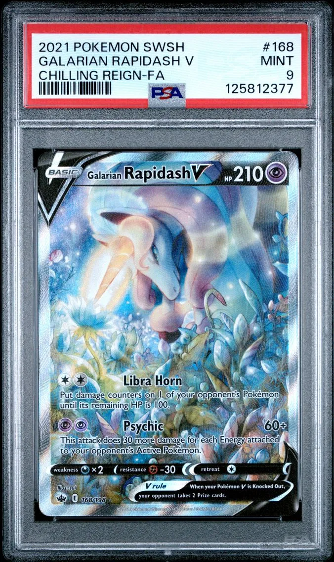 2021 #168 Full Art/Galarian Rapidash V PSA 9 Sword & Shield Chilling Reign Pokemon