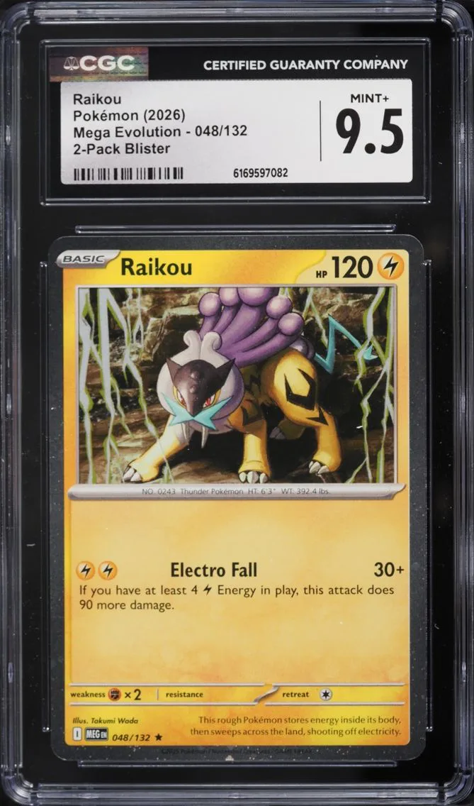 2026 Pokemon Mega Evolution 2 Pack Blister Cosmos Holo Raikou #48 CGC 9.5 MINT+