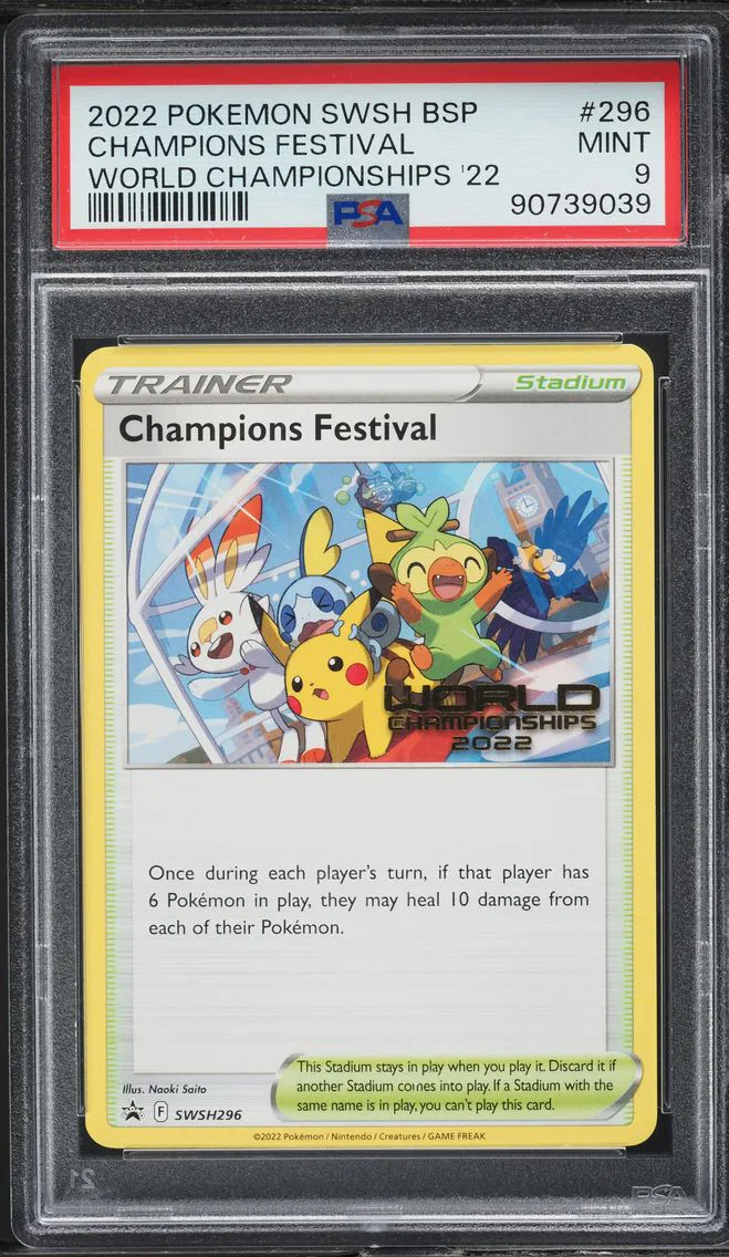 2022 #296 World Champions Festival PSA 9 Pokemon SWSH Black Star Promo