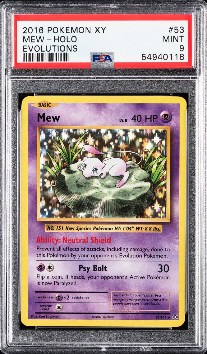2016 #53 Mew-Holo PSA 9 XY Evolutions Pokemon
