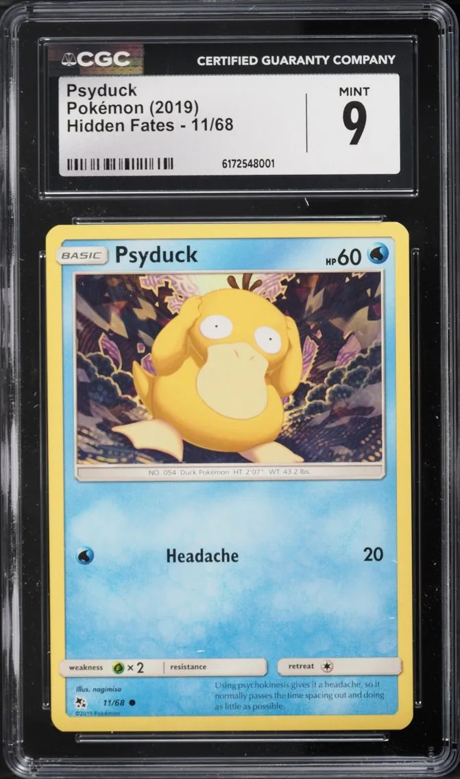 2019 Pokemon Sun & Moon Hidden Fates Psyduck #11 CGC 9 MINT