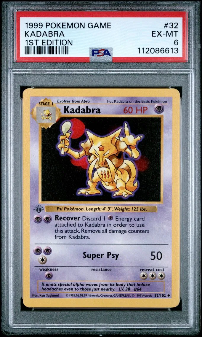 1999 #32 Kadabra 1st Edition PSA 6 Game Pokemon