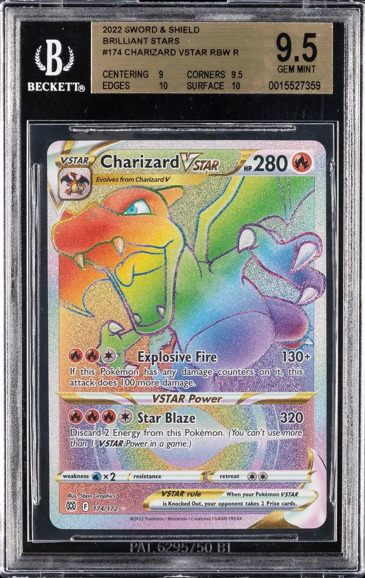 2022 #174 Full Art/Charizard Vstar BGS 9.5 Sword & Shield Brilliant Stars Pokemon