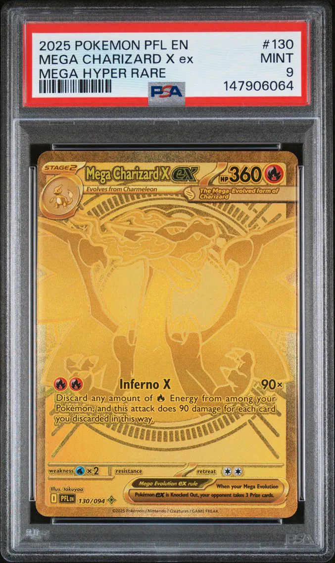 2025 #130 Mega Charizard X EX PSA 9 Pfl EN-Phantasmal Flames