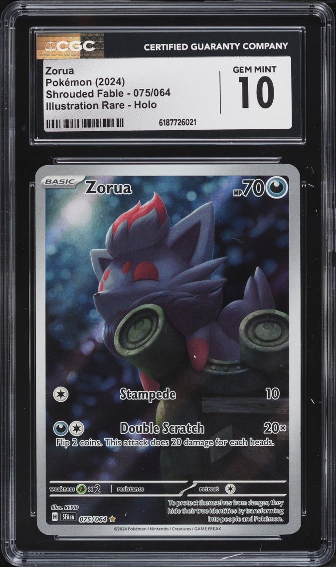 2024 #75 Zorua CGC 10 Pokemon Scarlet & Violet Shrouded Fable IR
