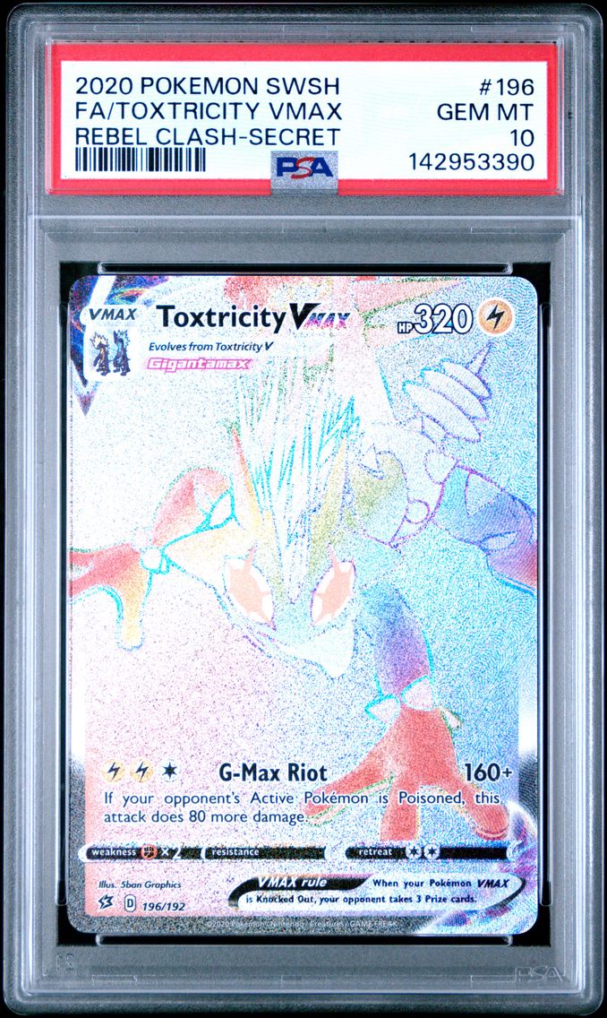 2020 #196 Full Art/Toxtricity Vmax PSA 10 Sword & Shield Rebel Clash