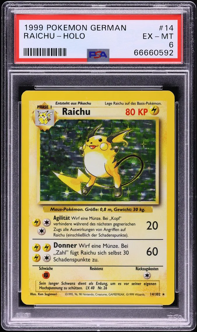 1999 #14 Raichu-Holo PSA 6 German Pokemon
