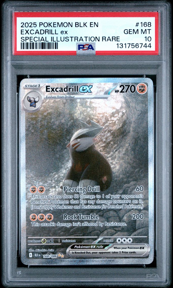2025 #168 Excadrill EX PSA 10 Blk EN-Black Bolt