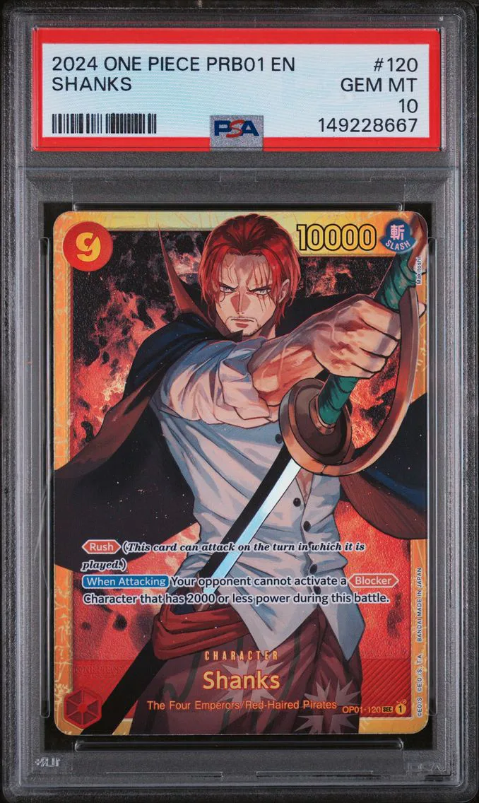 2024 #120 Shanks PSA 10 One Piece PRB01-Premium Booster -One Piece Card the Best-