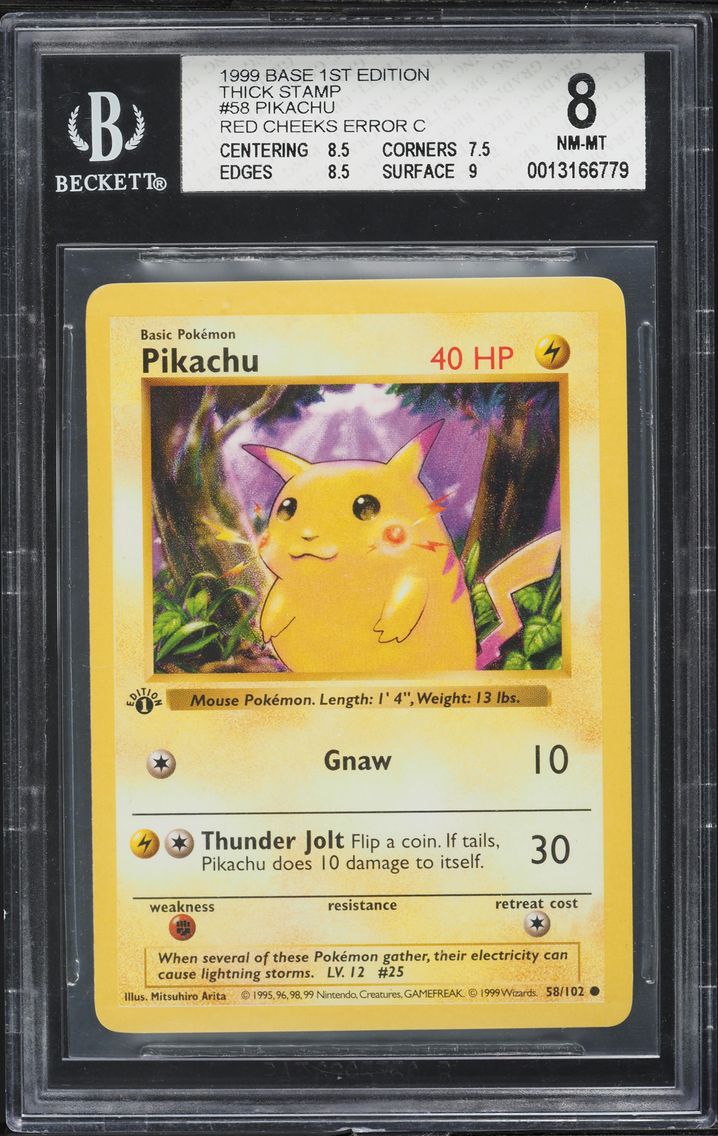 1999 #58 Pikachu BGS 8 Game Pokemon