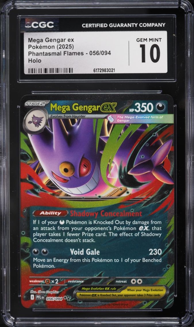 2025 Pokemon Mega Evolution Phantasmal Flames Holo Mega Gengar EX #56 CGC 10 GEM MINT