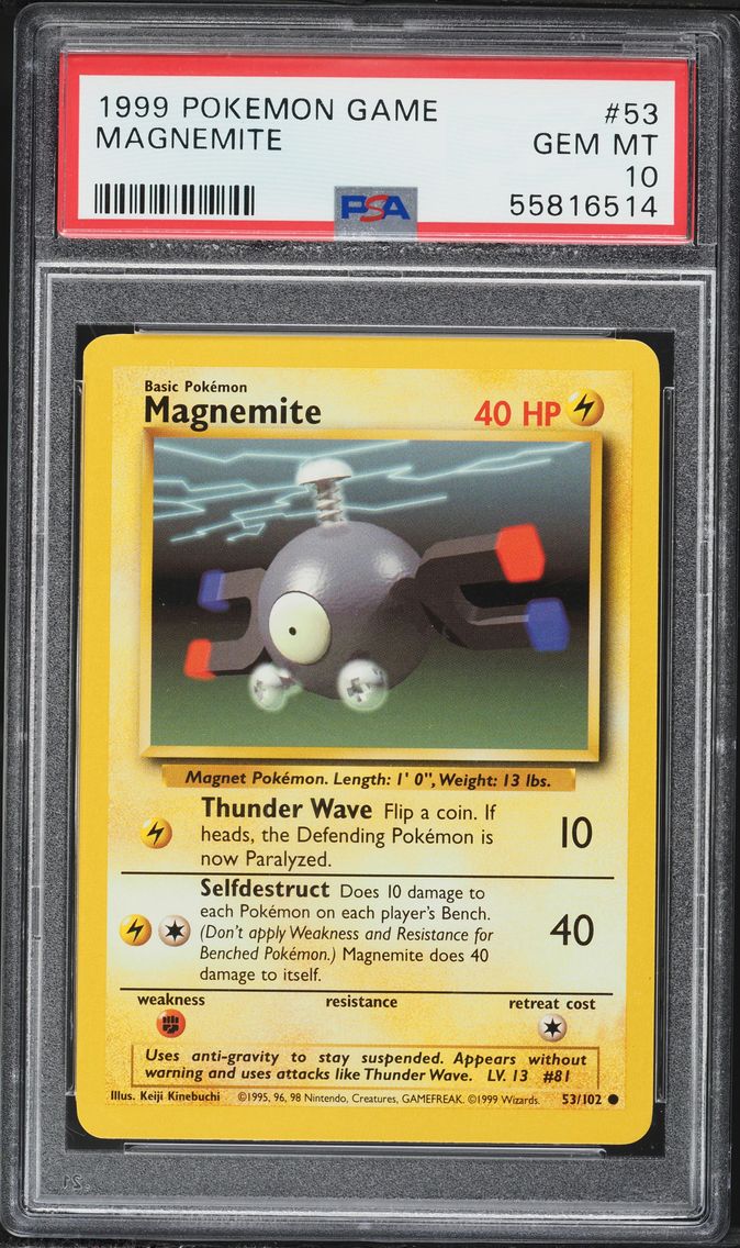 1999 #53 Magnemite PSA 10 Game Pokemon