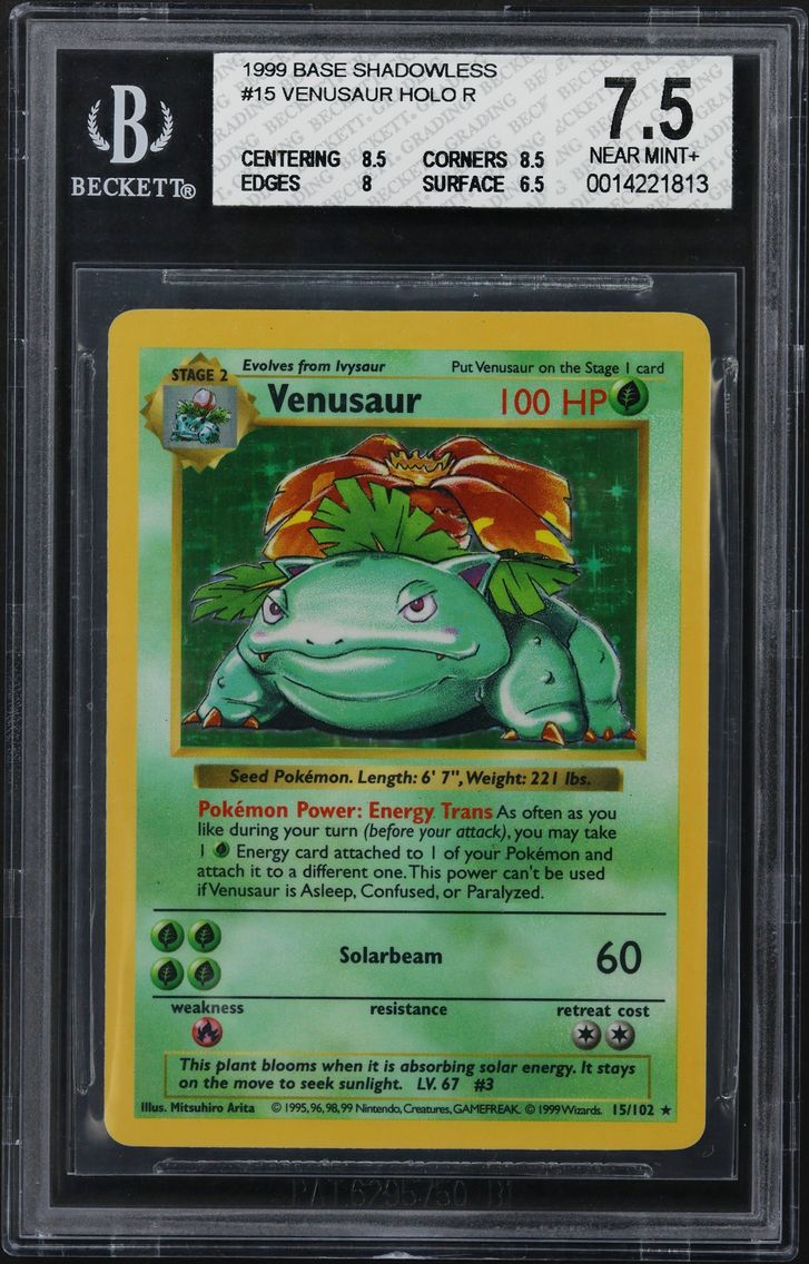 1999 #15 Venusaur HOLO R BGS 7.5 Base Shadowless