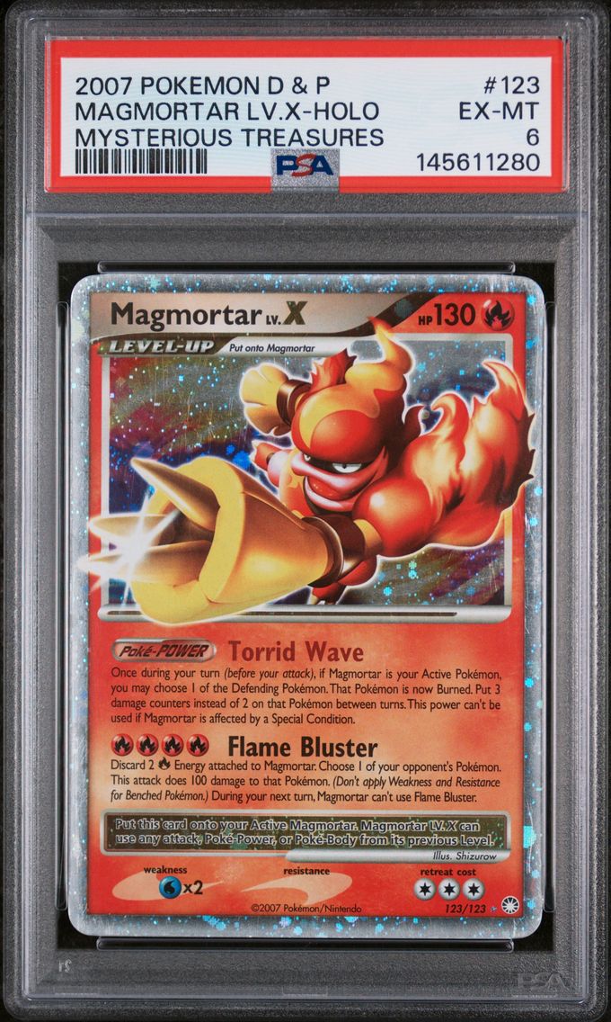 2007 #123 Magmortar LV.X-Holo PSA 6 Diamond & Pearl Mysterious Treasures