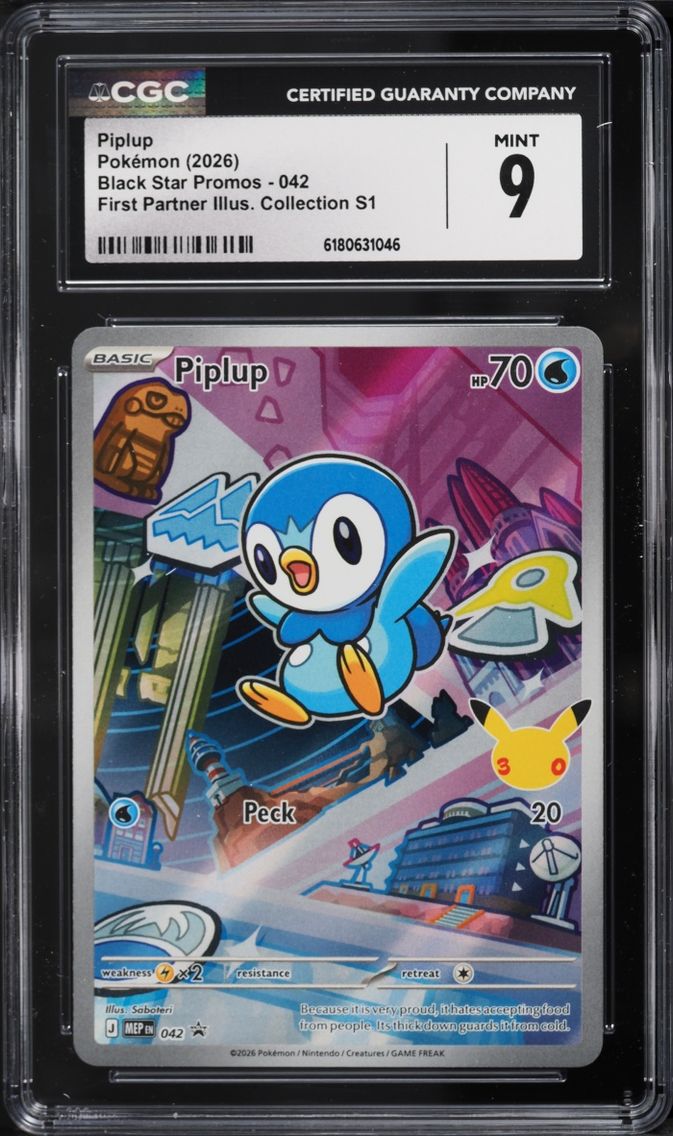 2026 Pokemon Mega Evolution Promo First Partner Illustration S1 Full Art Piplup #42 CGC 9 MINT
