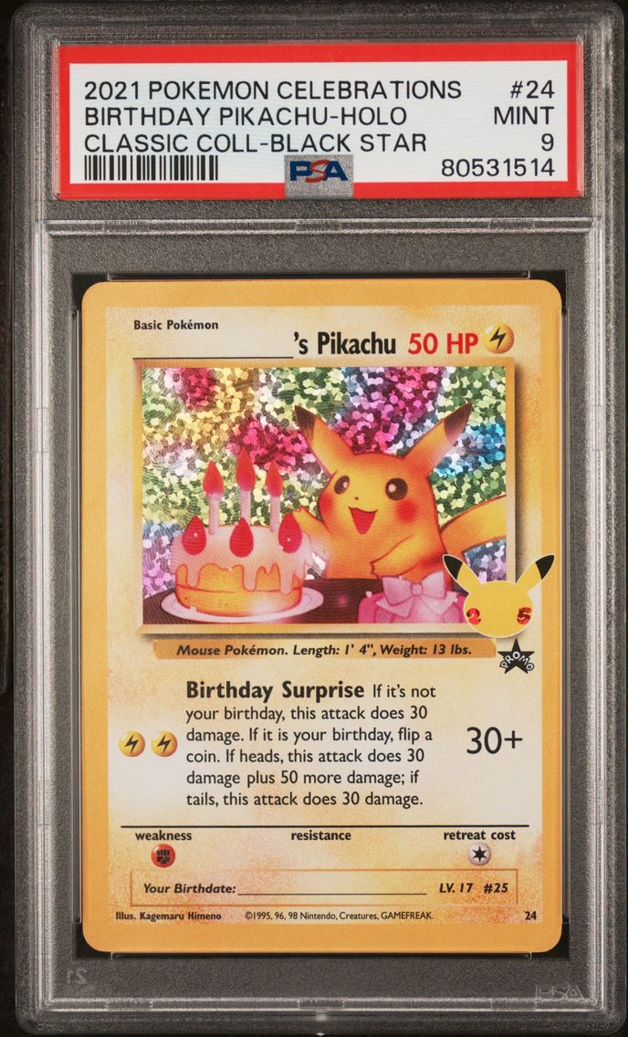 2021 #24 Birthday Pikachu-Holo PSA 9 Celebrations Classic Collection