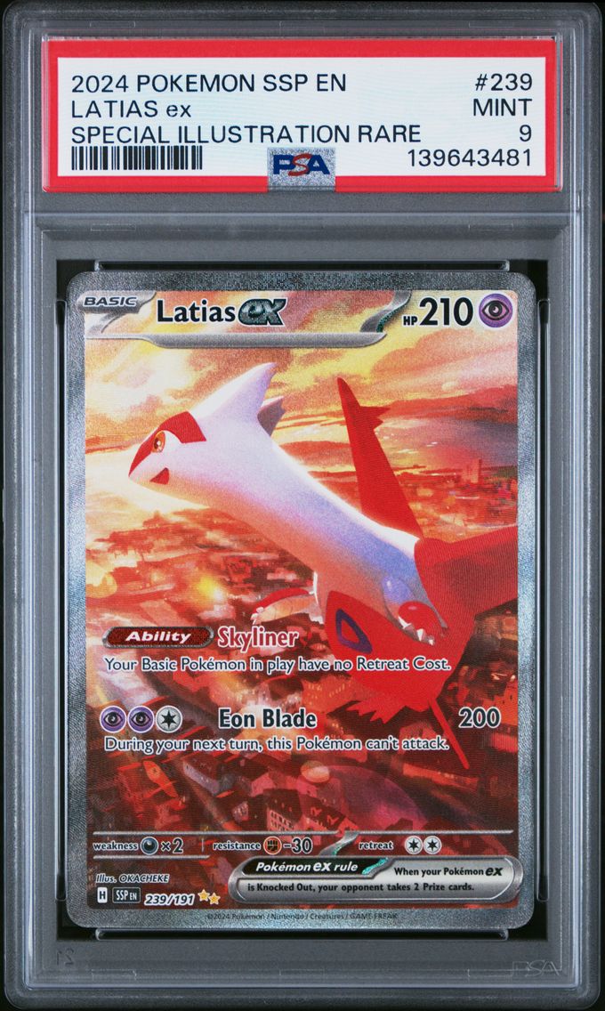 2024 #239 Latias EX Special Illustration Rare PSA 9 Ssp EN-Surging Sparks Pokemon