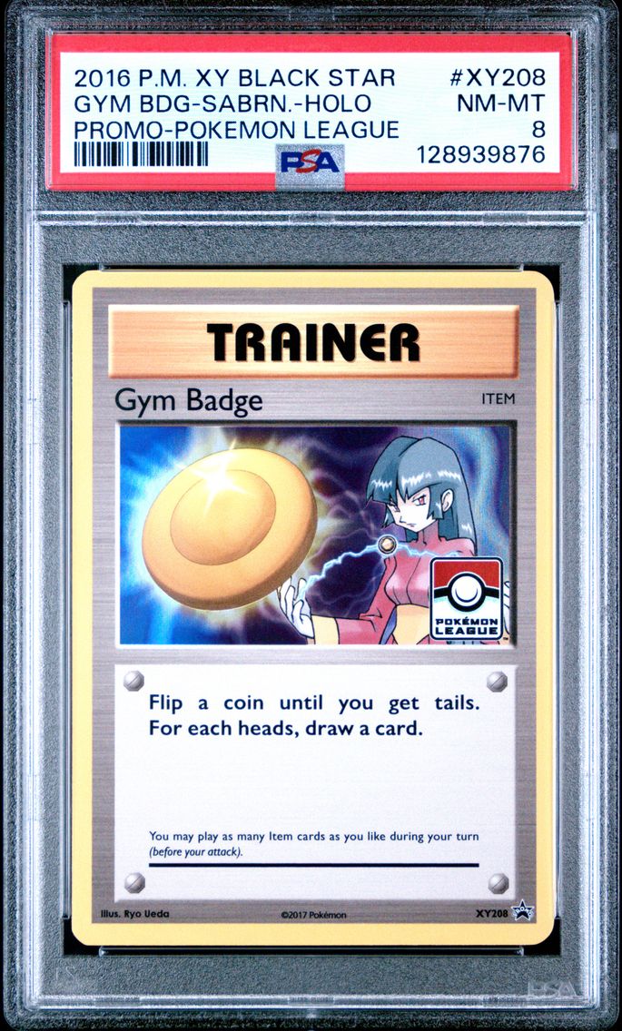 2016 #XY208 Gym Badge-Sabrina-Holo PSA 8 XY Black Star Promo
