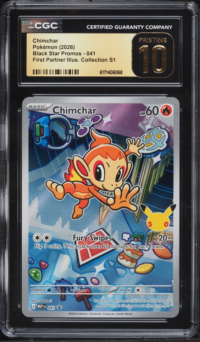 2026 Pokemon Mega Promo First Partner Illustration S1 Full Art Chimchar #41 CGC 10 PRISTINE