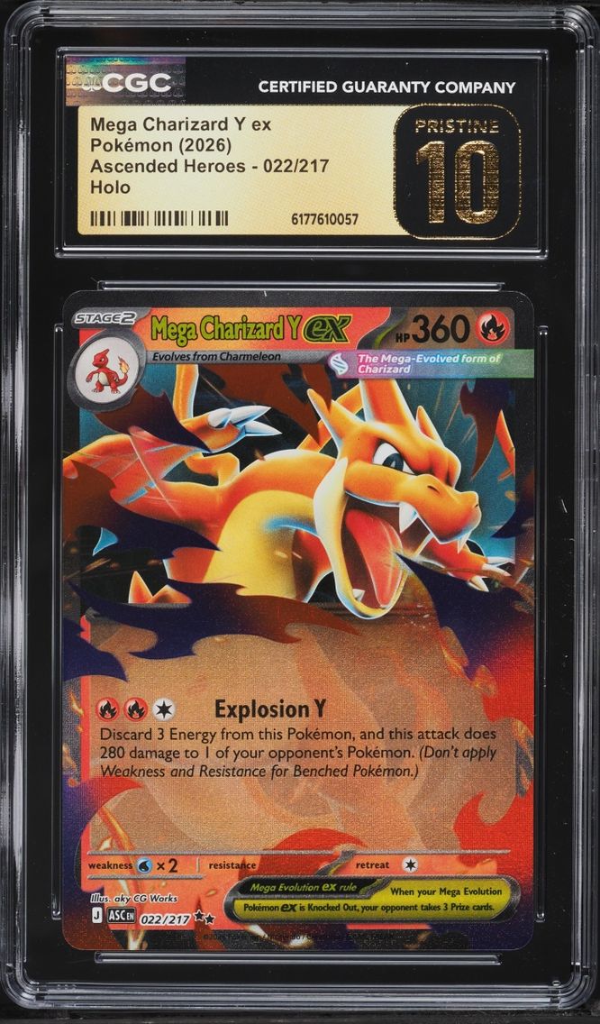 2026 Pokemon Mega Evolution Ascended Heroes Holo Mega Charizard Y Ex #22 CGC 10 PRISTINE