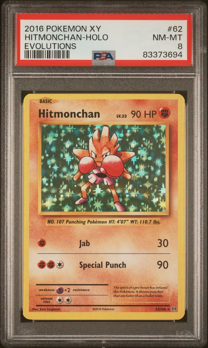 2016 #62 Hitmonchan-Holo PSA 8 XY Evolutions