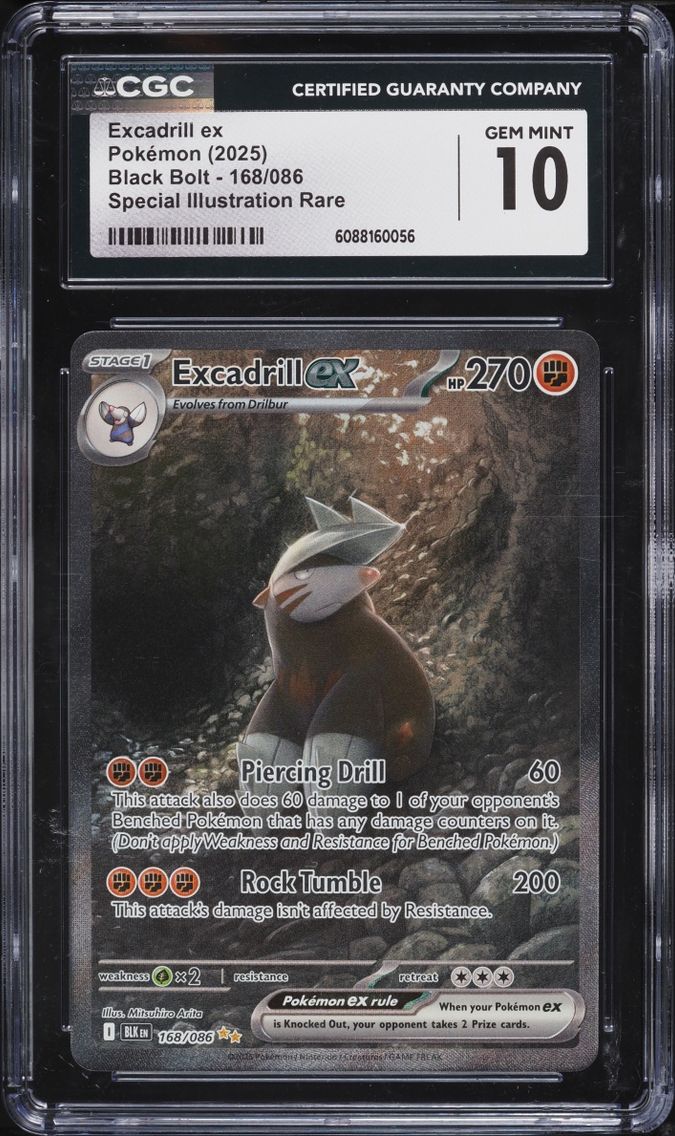 2025 Pokemon Scarlet & Violet Black Bolt SIR Excadrill Ex #168 CGC 10 GEM MINT