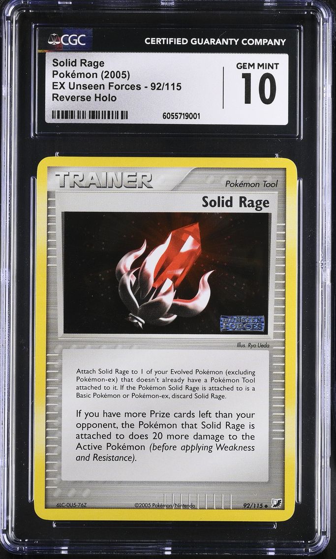 2005 #92 Solid Rage Reverse Holo CGC 10 EX Unseen Forces - English