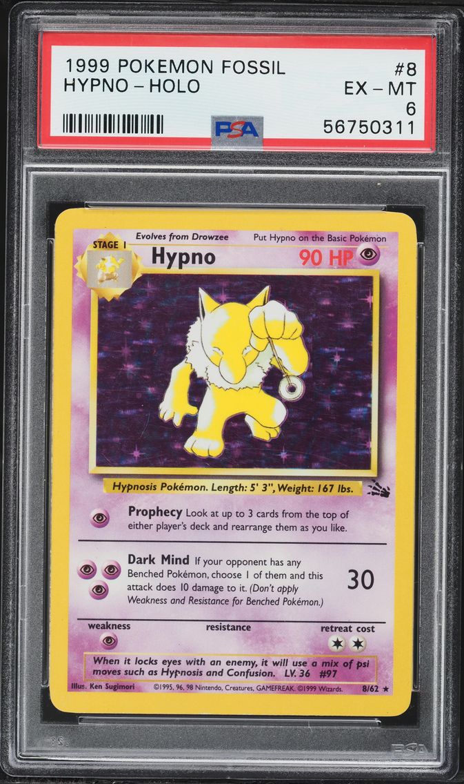 1999 #8 Hypno-Holo PSA 6 Fossil Pokemon