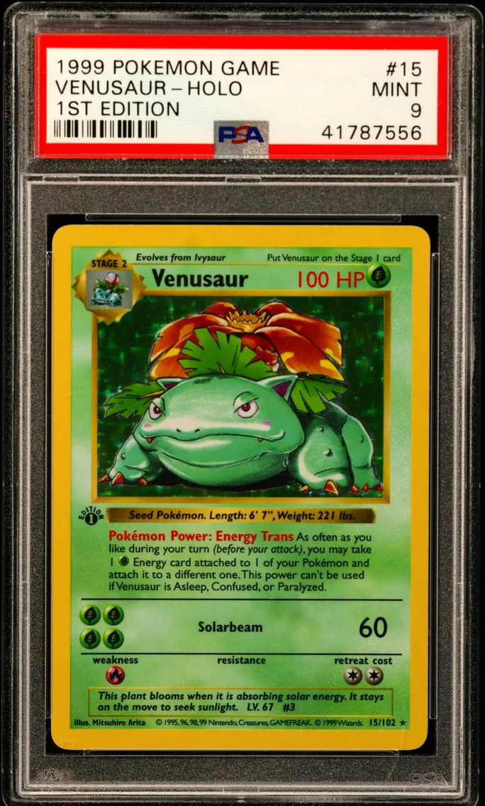 1999 #15 Venusaur-Holo 1st Edition PSA 9 Game