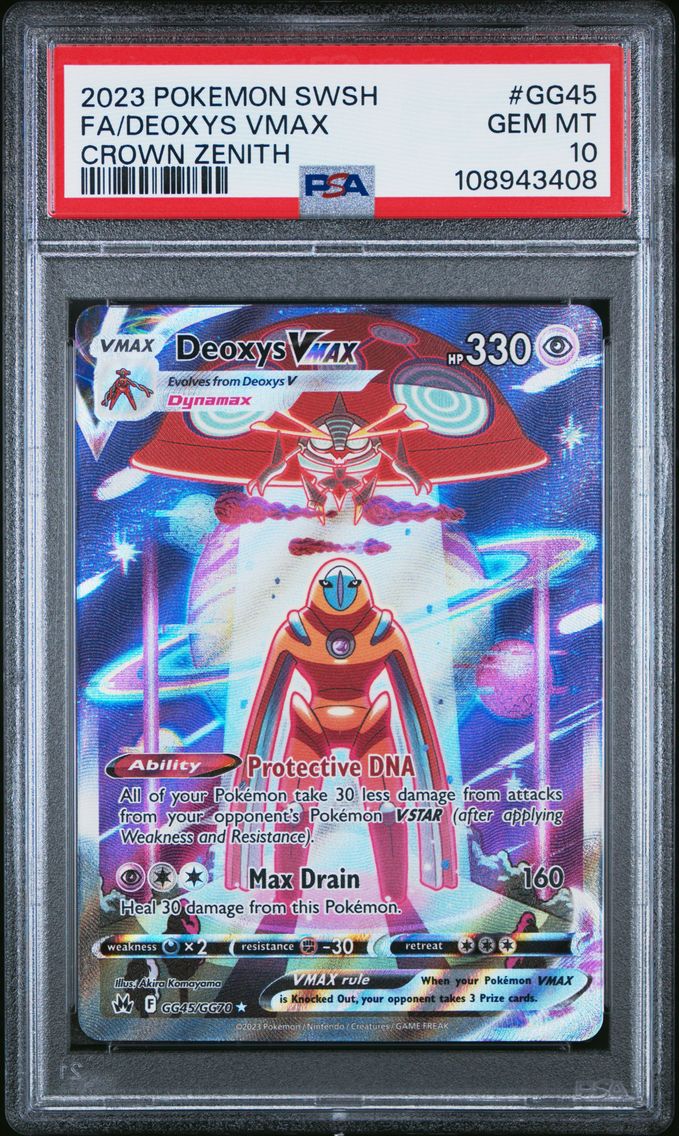 2023 #GG45 Full Art/Deoxys Vmax PSA 10 Sword and Shield Crown Zenith Pokemon
