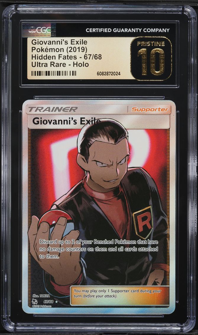 2019 #67 Full Art/Giovanni's Exile CGC 10 Pristine Sun & Moon Hidden Fates Pokemon