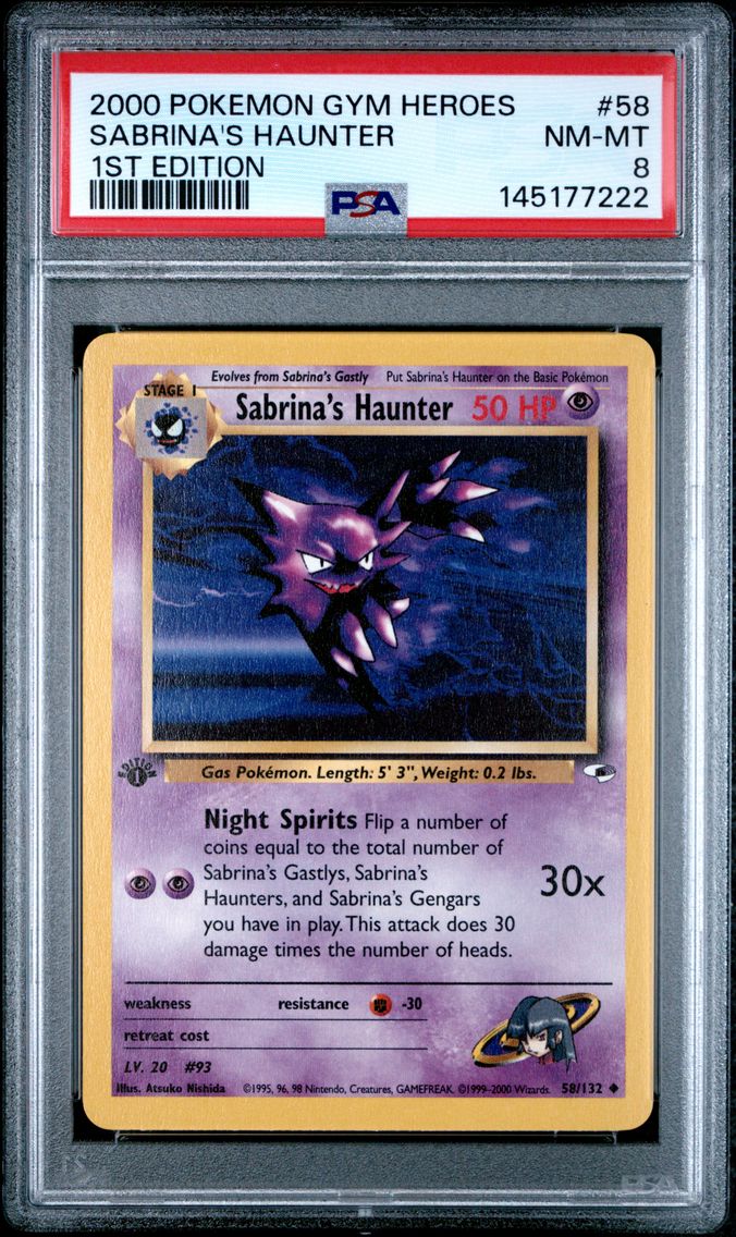 2000 #58 Sabrina's Haunter 1st Edition PSA 8 Gym Heroes