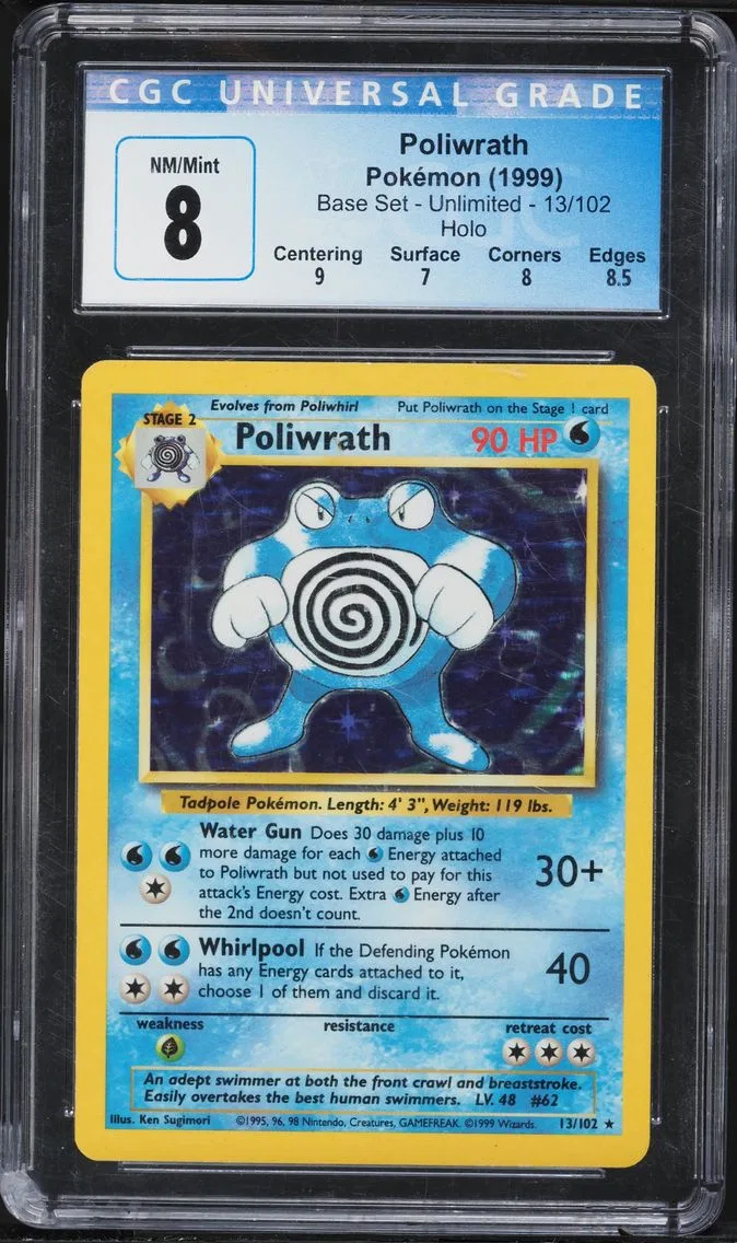 1999 #13 Poliwrath-Holo CGC 8 Game Pokemon