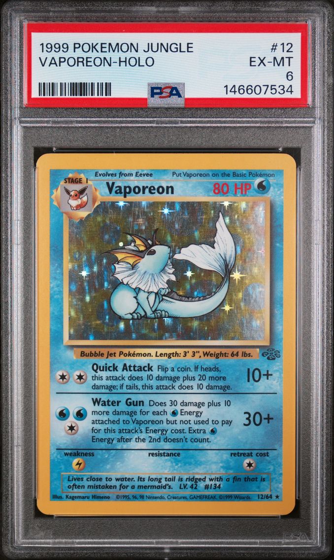 1999 #12 Vaporeon-Holo PSA 6 Jungle