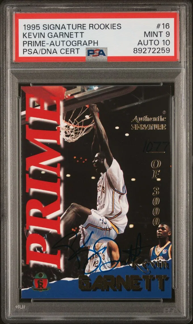 1995 #16 Kevin Garnett PSA 9 Sig