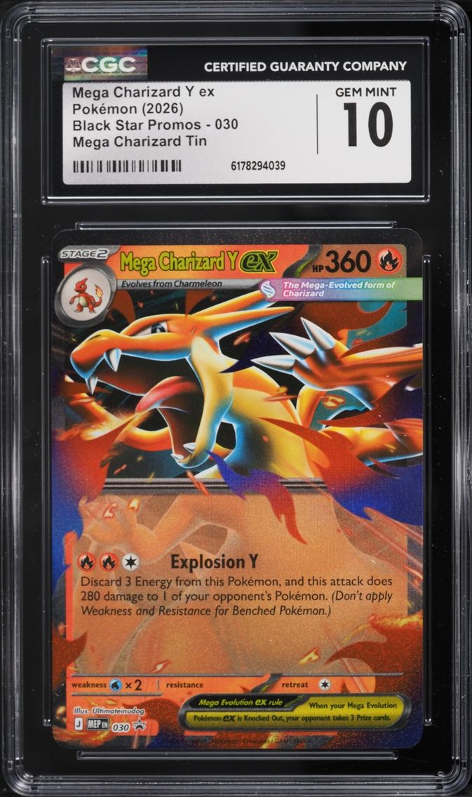 2026 Pokemon Mega Evolution Black Star Promo Tin Mega Charizard Y EX #30 CGC 10 GEM MINT