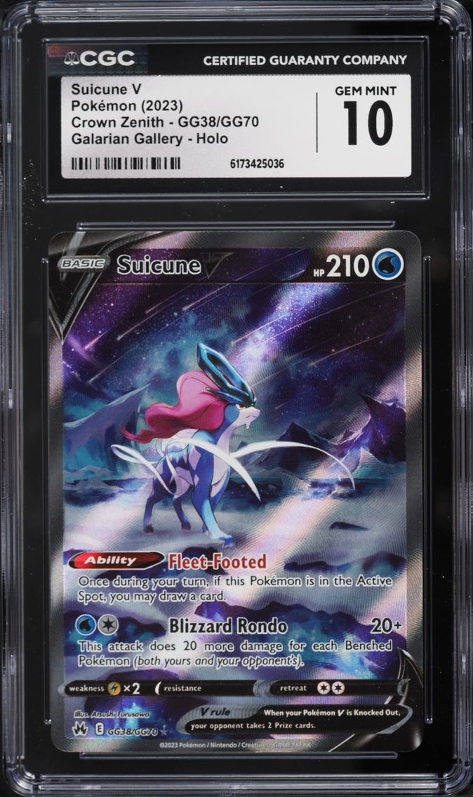 2023 Pokemon Sword & Shield Crown Zenith Alt Art Suicune V #GG38 CGC 10 GEM MINT