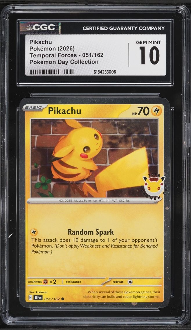 2026 #51 Pikachu CGC 10 Pokemon Scarlet & Violet Temporal Forces Day Collection
