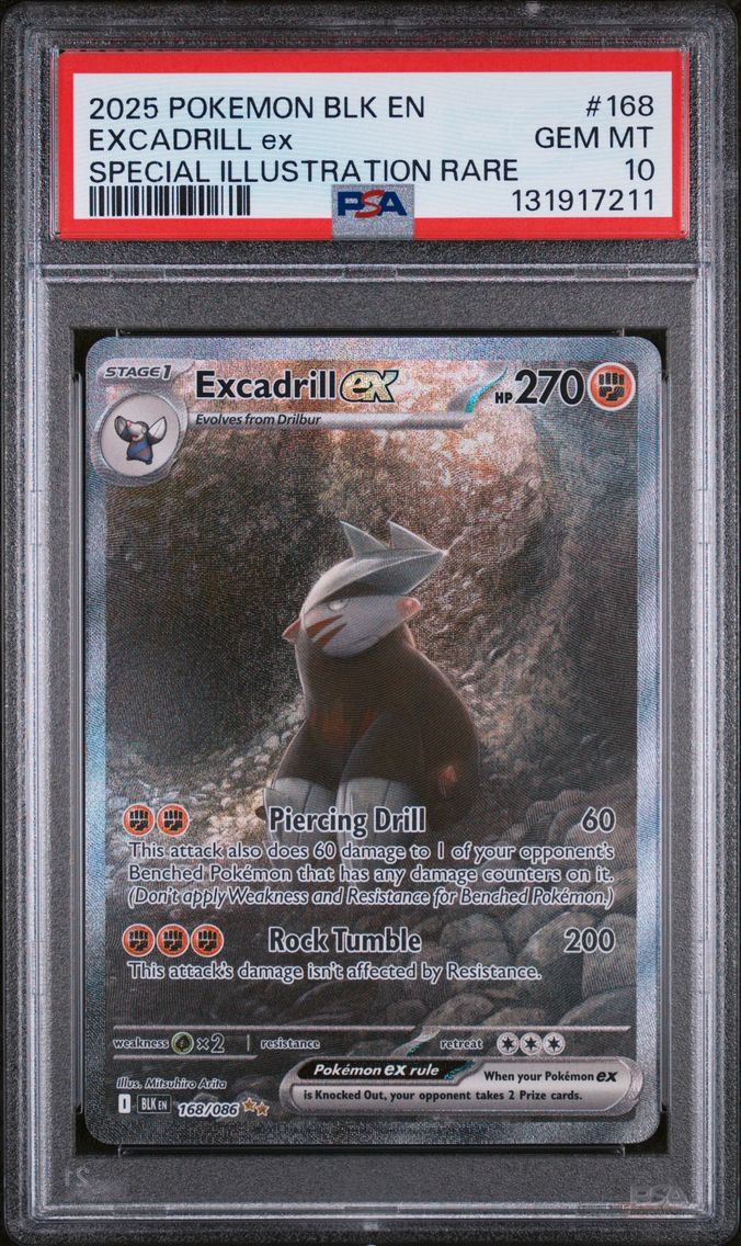2025 #168 Excadrill EX PSA 10 Blk EN-Black Bolt Pokemon