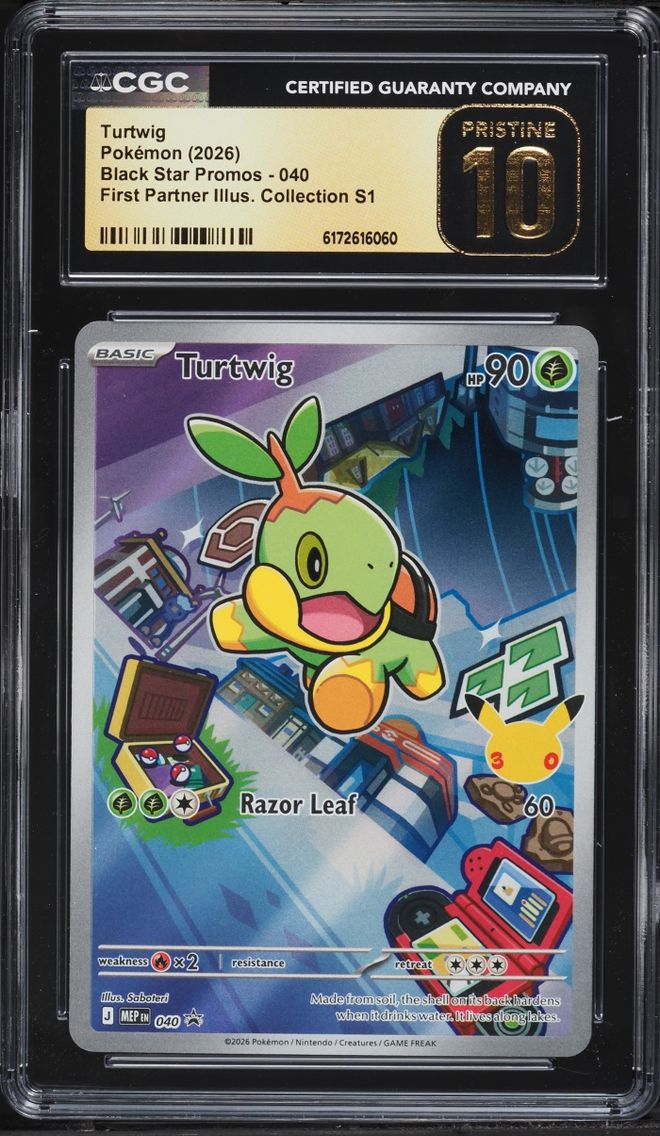 2026 Pokemon Mega Promo First Partner Illustration S1 Full Art Turtwig #40 CGC 10 PRISTINE