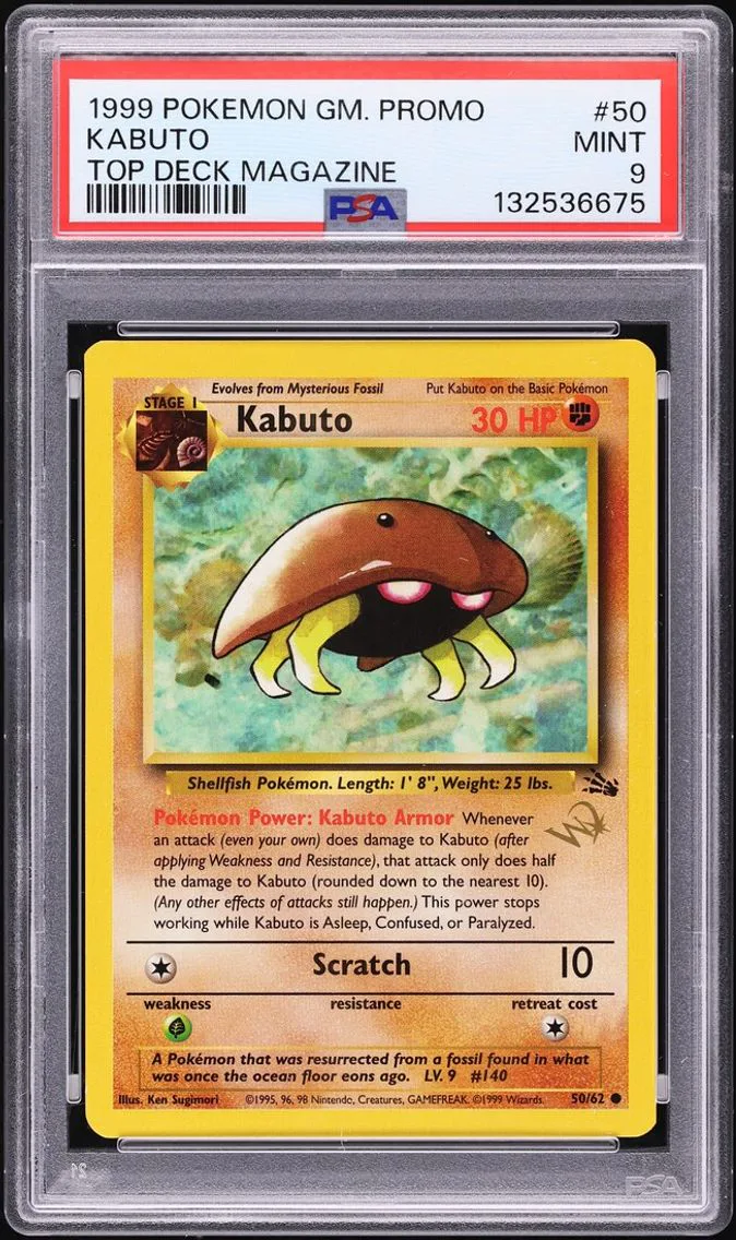 1999 #50 Kabuto PSA 9 Pokemon Game Promo Top Deck Magazine Wizard Gold Stamp