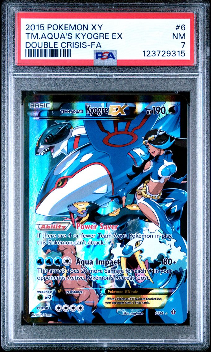 2015 #6 Full Art/Team Aqua's Kyogre EX PSA 7 XY Double Crisis Pokemon