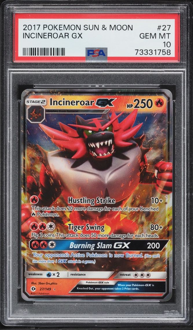 2017 Pokemon Sun & Moon Holo Incineroar GX #27 PSA 10 GEM MINT