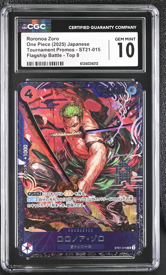 2025 #ST21-015 Roronoa Zoro CGC 10 Tournament Promos - Japanese