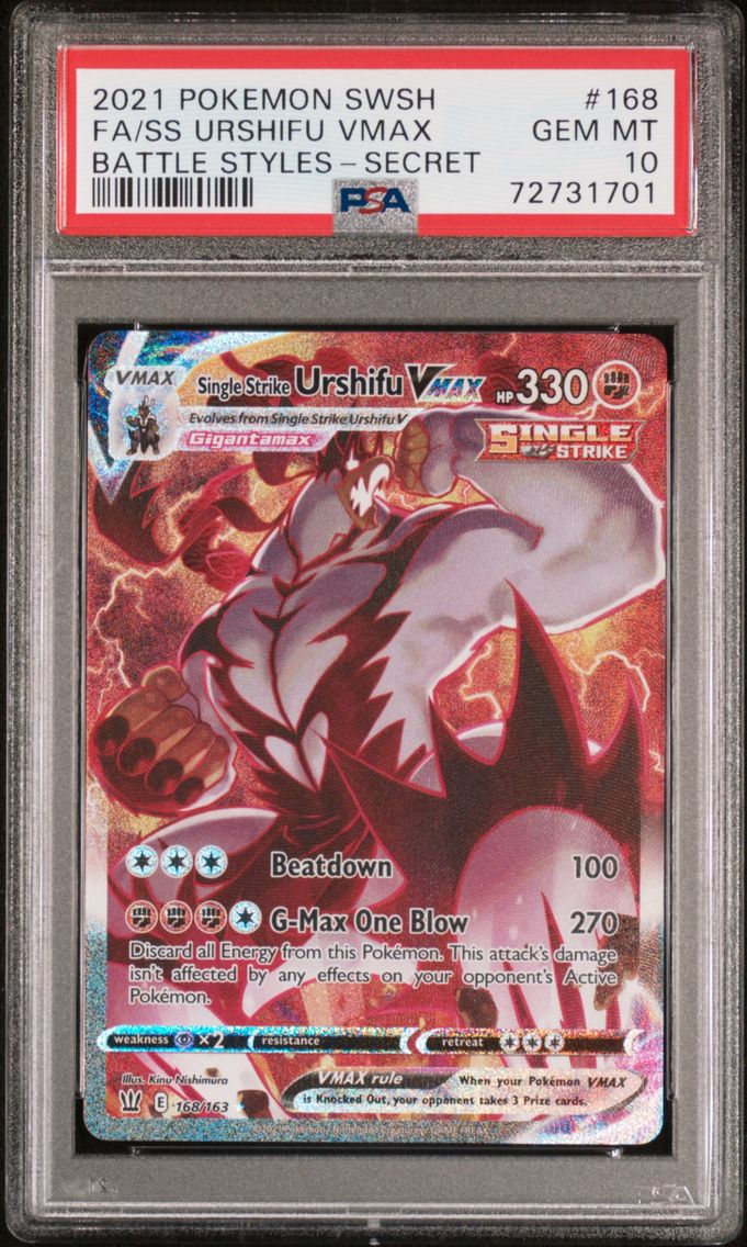 2021 #168 Full Art/Single Strike Urshifu Vmax PSA 10 Sword & Shield Battle Styles