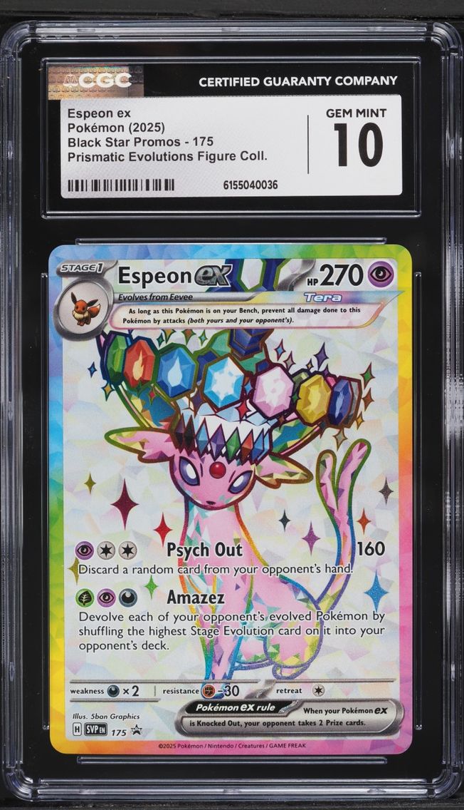 2025 #175 Espeon ex CGC 10 Pokemon Scarlet & Violet Promo Prismatic Evolutions Figure Full Art